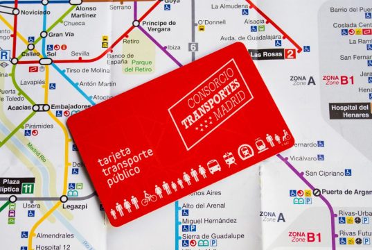 Madrid's public transport card on a metro map