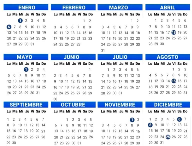Calendario laboral Madrid 2025